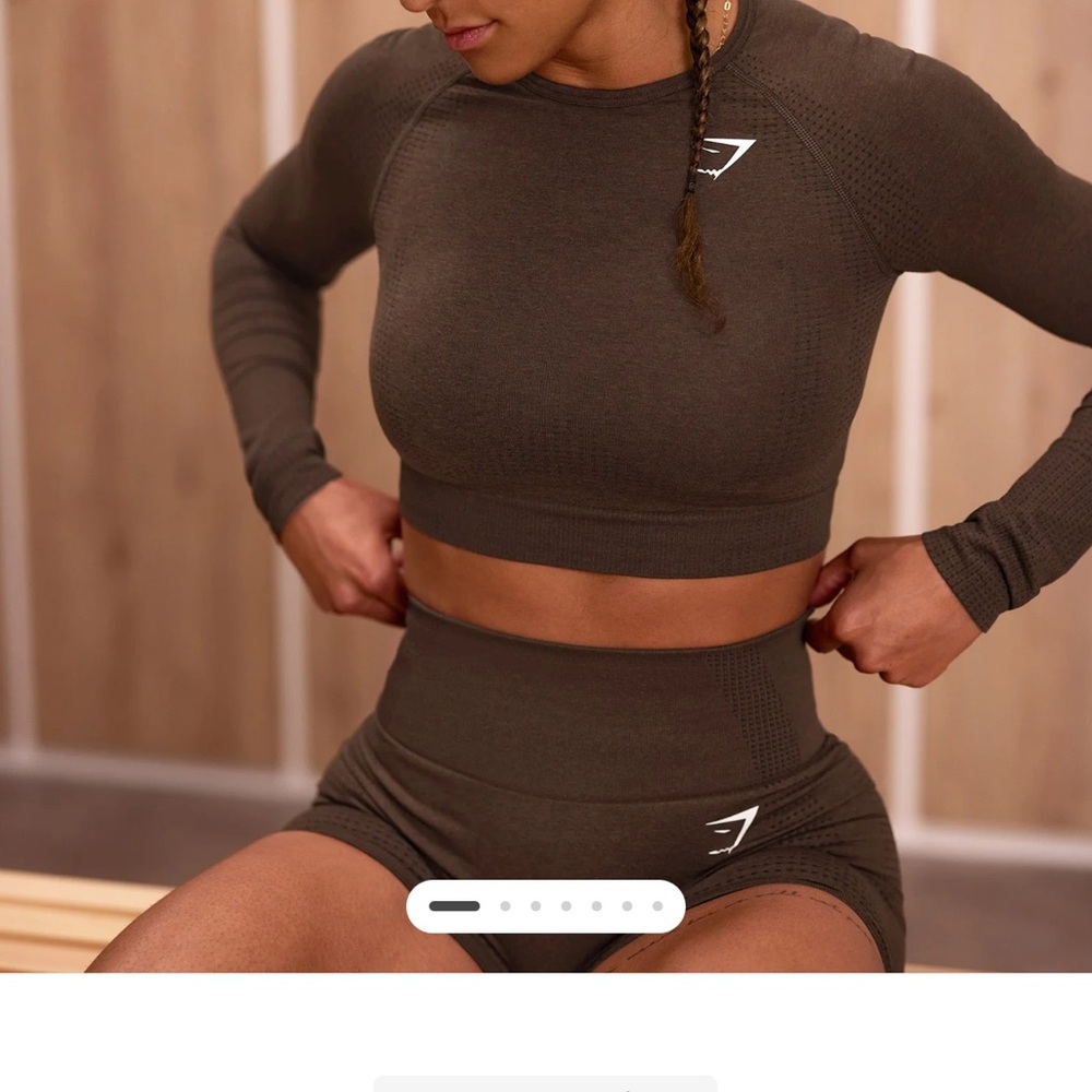 Gymshark Vital Seamless 2.0 Shorts & Crop Top - Espresso Marl